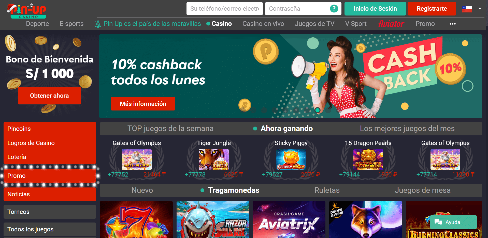 Sitio web oficial Pin Up Casino